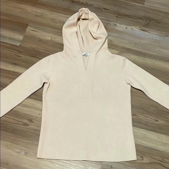 Vince Quarter zip Hooded Cashmere Wool Sweater Cream Women’s XS Designer Luxury - Picture 2 of 12
